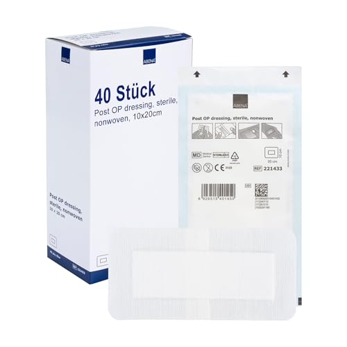 ABENA Wundpflaster steril 20x10 cm – 40 Stück – Sensitives Pflaster, hautfreundlich & atmungsaktiv, einzeln verpackt – Schutzpflaster für Schnittwunden und Kratzer – für Zuhause & Klinik