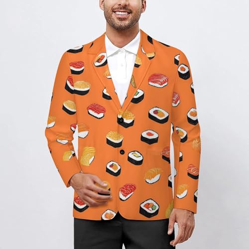 Japanese Sushi Mens Blazer Casual Two Button Lapel Suits Jacket Lightweight Business Coats2