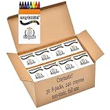 Craytastic! Bulk Crayons, 30 Individual Boxes of 8 Colors/Count Class Pack - Full Size, Premium (Red, Yellow, Green, Blue, Purple, Brown, Black) Safety Tested Compliant with ASTM D-4236