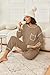 Ekouaer Womens Pajamas Set Waffle Knit Long Sleeve Lounge Set 2 Piece Pj Loungewear Sleepwear Khaki S