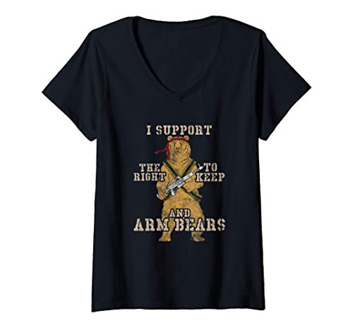 Mujer Funny I Support The Right To Arm Bears Second Amendment Pun Camiseta Cuello V