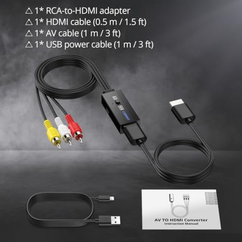 Image of CAMWAY RCA to HDMI Converter,1080P AV to HDMI Adapter for VHS VCR DVDPlayer