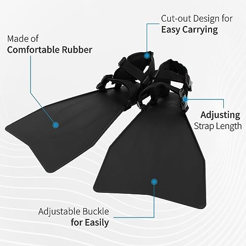 UNITACKLE Fishing Float Tube Fins, with Abrasion Resistant Adjustable Buckle, Swimming Flippers, for Men, Women and Youth, for Fishing Float Tube Fishing, Spearfishing, Diving, One Pair, Black