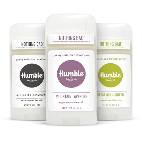 Image of Humble Aluminum-Free Deodorant, Palo Santo, Lavender & Bergamot - 3 Pack | Baking Soda-Free, Clean, Fresh, Natural, Essential Oils, Sensitive Skin, Long-Lasting Odor Control, Cruelty-Free, Men & Women