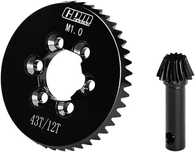 GPM 20Cr Steel Spiral-Cut Ring & Pinion Gear Set 43T/12T/1.0 Mod for 1/6 Scx6 Jeep Jlu Wrangler 4X4 Rock Crawler Rtr-Axi05000