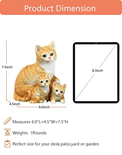 Cat Outdoor Garden Décor Statues – Precious Mama Cat And Kitten Figurine Gifts For Yard Patio Lawn, Funny Animal Flower Bed Decor Art Sculpture #TOP2