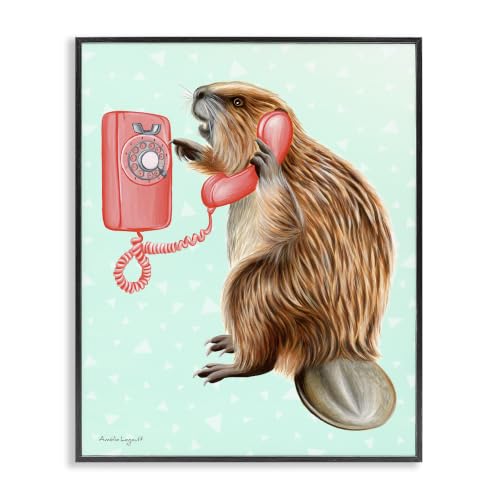 Beaver Dialing Telephone Retro, 16 x 20 Inch Framed Giclée Print