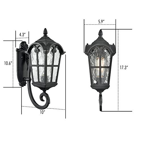 Image of YUBOLE Outdoor Wall Light Fixture Exterior Wall Lantern for Front Porch Garage Patio, Matte Black