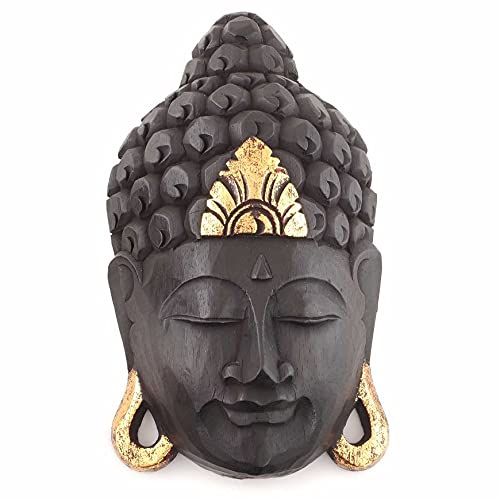 Carved Wood Buddha Mask | Buddha wall mask hanging wall décor