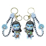 LG LOUIS GARDEN 2PCS Avatar Na'vi Character Keychains for Fans - Cute Pandora Cartoon Key Ring Pendant Set, Ideal Avatar Movie Gift for Birthday & Valentine's Day