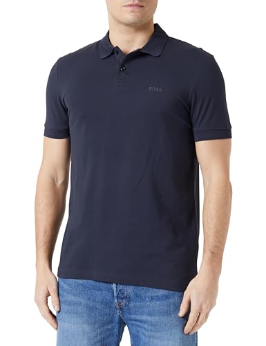 BOSS Camisa polo para homem, Azul escuro402, Médio