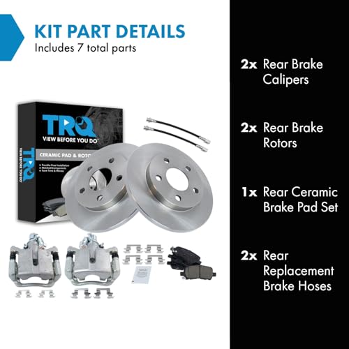 Image of TRQ Rear Brake Pad and Rotor Set Ceramic Calipers Compatible with 2005-2008 Pontiac Grand Prix
