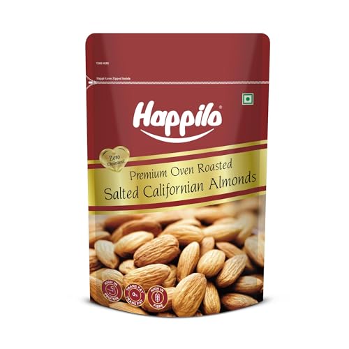 Happilo Premium Californian Almonds Roasted & Salted 200g, Dry Fruit, High Protien Snack and Super Healthy Crunchy Nuts Happilo Premium Californian Almonds Roasted & Salted 200g, Dry Fruit, High Protien Snack and Super Healthy Crunchy Nuts