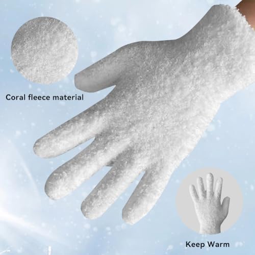 4 Pcs Kids Winter Earmuffs Kid Magic Gloves Set, Plush Earmuffs and Gloves for Toddler Baby Girls 5-12 Years Old Winter Ear Warmer Set (Black+White)4