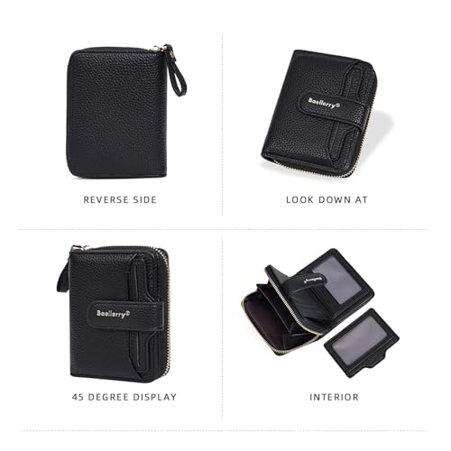 Small Women Wallet PU Leather RFID Blocking Bifold Card Holder Purse with Zipper Coin Pocket Ladies Clutch Wallet2