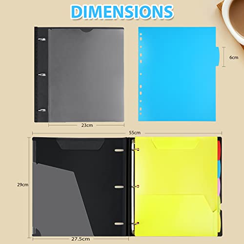 Wot I All-In-One Telescoping Binder Notebook, Refillable Binder+Elastic Rubble Spine+Customized Front Cover+Catalog Back Pocket+5 Subject Dividers+Movable Pocket Folder+Notepaper, Black #TOP5