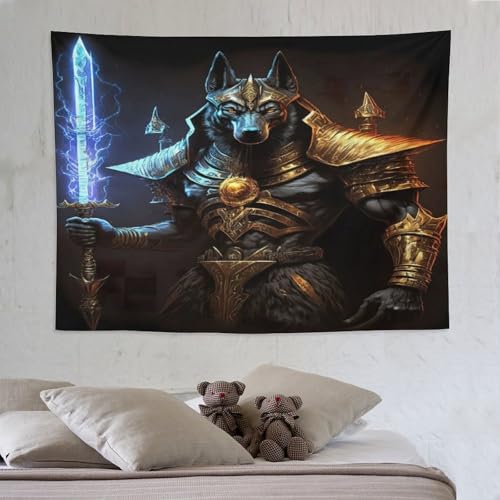 Tapisserie murale Anubis tissu decoration grand format 150x200cm tenture suspendue salon chambre