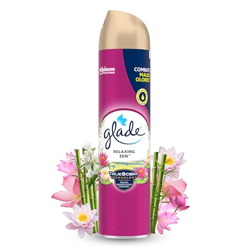 Glade - Ambientador Aerosol, eliminación de malos olores, hasta 7 horas de fragancia Relax Zen, con aceites esenciales, 1 unidad - 300ml (El embalaje puede variar)