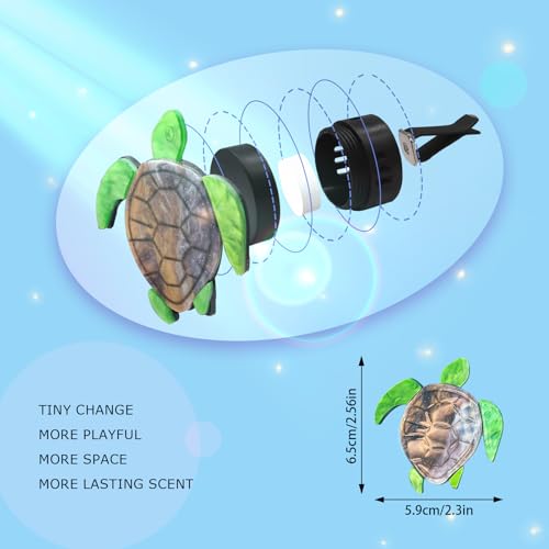 Image of ORIESSE Sea Turtle Car Accessories,Cute Coastal Air Vent Clip Car Freshener, Acrylic Beach Ocean Themed Dashboard Decoration Charms for Women,Refillable Diffuser