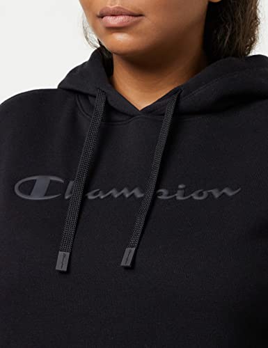 Champion American Classics Fleece - Big Logo Felpa Con Cappuccio, Donna, Nero Tono, Xs - 3
