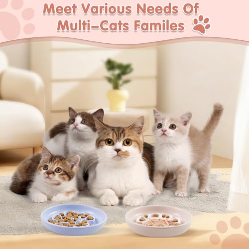 Galerie SV 2 Stück Futternapf Katze, Katzennapf Keramik, Schlingnapf Katze, Slow Feeder, Whiskerfreundlicher Katzenfutternapf für Nass- & Trockenfutter