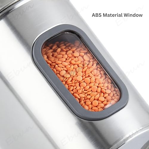 Image of Ebun Stainless Steel See Through Containers | Stainless Steel Container with Lid | Capsule Shape Steel Kitchen Containers Set | Steel Airtight Container | 1.5 Kgs Capacity Approx | Pack of 3