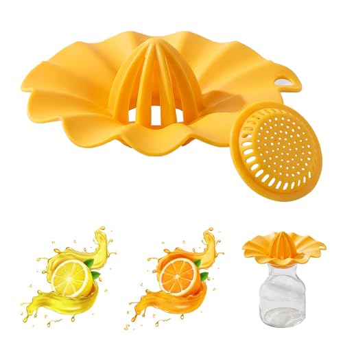 SEABABOO Presse-agrumes, Presse-citron Manuel, Presses-Orange en Plastique avec Design Conique pour Citron Orange Lime Jus de Fruits Ustensile de Cuisine, Jaune