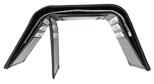 Mens Black Leather Wallet Classic Trifold ID Window4