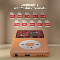 Innioasis Y1 MP3 Player - Zeitlose Klasse: 128 GB, Bluetooth, Video-Player, Hörbücher, FM-Radio und Touch Wheel-Steuerung（orange） – Ansicht 4
