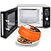 Ezy Active Collapsible Microwave Cover for Food - Silicone and Glass Splatter Guard Lid for 6-12 inch Plates & Bowls, Dishwasher Safe, Heat Resistant, BPA-Free, Orange