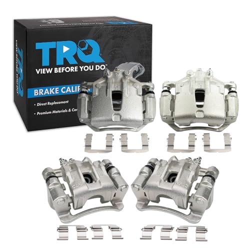 Image of TRQ Front and Rear Brake Caliper Set Zinc Coated Brackets Hardware Compatible with 2009-2012 Hyundai Elantra