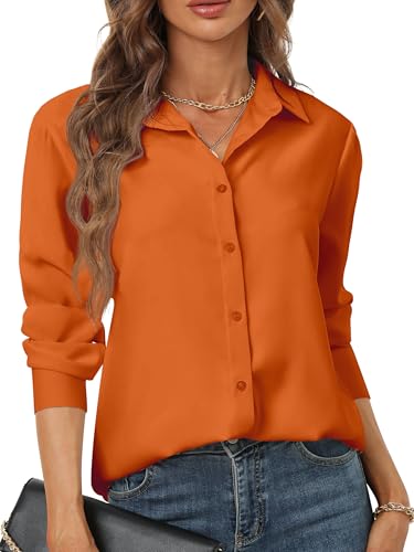 Women's Button Down Shirts Long Sleeve Basic Classic Soft Shirt Collared Fashion Dressy Casual Blouses