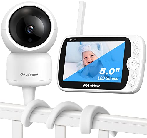 Image of LaView 5" Color LCD Screen Baby Monitor with Mount,1080p HD Baby Monitor with Camera and Audio, Pan-Tilt Baby Camera Monitor,Infrared Night Vision,Two-Way Talk,Lullabies and Room Temperature