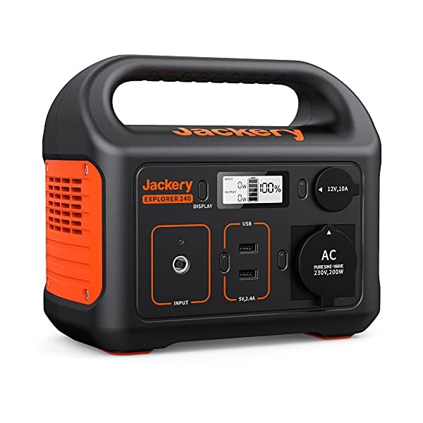 Jackery Tragbare Powerstation Explorer 240 Solar Generator 240Wh mobile Stromversorgung mit reinen Sinuswellen 230v/200W Steckdose für Unterwegs Autoreise Outdoor-Aktivitäten wie Camping Grill Party