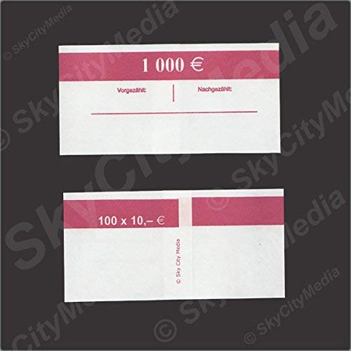 Banderolen für Euro Geldscheine je 50x (10 € Banderole) Geldbanderole Papier für Geldbündel Fassungsvermögen je 100 Scheine Cover