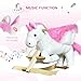 Qaba Unicorn Baby Rocking Horse Toy for Kids with Lullaby Song, Plush Ride on Horse with Heavy-Duty Support System, Interactive Toy Pretend Play Toy for Toddlers 18-36 Months