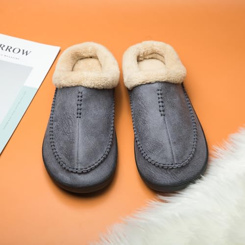 Moccasins for Men Memory Foam Slippers Men's House Shoes for Indoor Outdoor with Microsuede Fleece Fuzzy Lined4