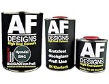 Alex Flittner Designs Juego de pintura para coche compuesto de 1 L de pintura base a prueba de salpicaduras + 1 L de barniz transparente 2 K + 500 ml de endurecedor 2K para el barniz transparente
