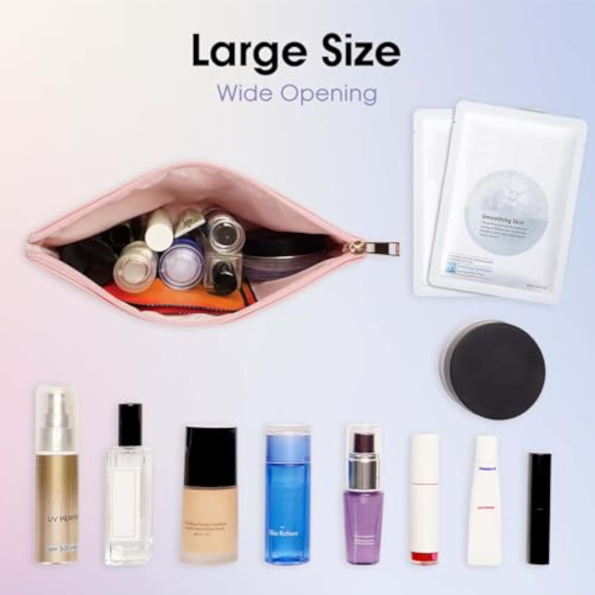 2 Pack Makeup Bag, Eco Vegan Leather Organizer