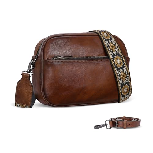 Iswee Crossbody Purse Genuine Leather Handbags for Women Shoulder Bags Multi Pcoekts Purse