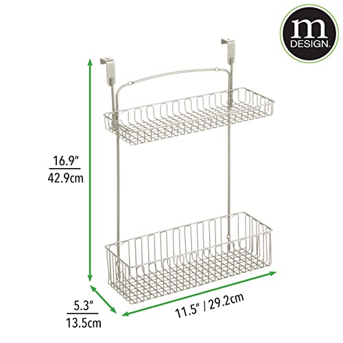 mDesign Steel Farmhouse Over Cabinet Kitchen Storage Organizer Holder or Basket - Hang Over Cabinet Doors in Kitchen, Pantry, Bathroom - Holds Dish Soap, Window Cleaner - Concerto Collection - Satin