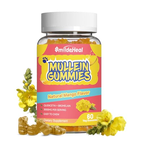 SmildeHeal 3000MG Mullein Gummies, Mullein Leaf Extract for Lungs, 60 Count