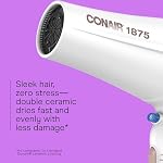 Conair Double Ceramic Hair Dryer, 1875W Blow Dryer with Diffuser and Concentrator, Ionic Conditioning, 3 Heat & 2 Speed Settings, Amazon Exclusive, White - Image 3