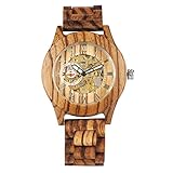 Hochwertiges Uhrwerk: Dies ist eine automatische selbstaufziehende mechanische Holz-Uhr, die durch das Handgelenk angetrieben werden kann und keine Batterien im Inneren benötigt.