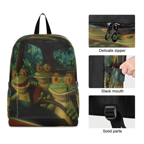 Dussdil Funny Green Frog Driving (1) Kids Backpack Backpacks for Boys Girls Teen School Bookbag Laptop Bag Daypack Large Travel Sports Bags4
