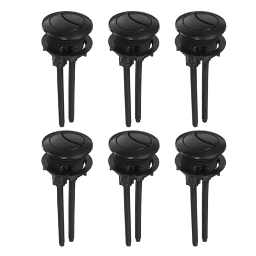 TOMETURE Botón Pulsador Doble Descarga para Cisterna de Inodoro, 6 Unidades Negras Ajustables, Repuesto para Sistema de Flujo de Agua, Adecuado para Baños Residenciales