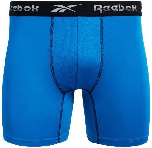 Reebok Men's Active Underwear - Performance Boxer Briefs (4 Pack), Size Medium, BlackFlame ScarletBlackDirectoire Blue4