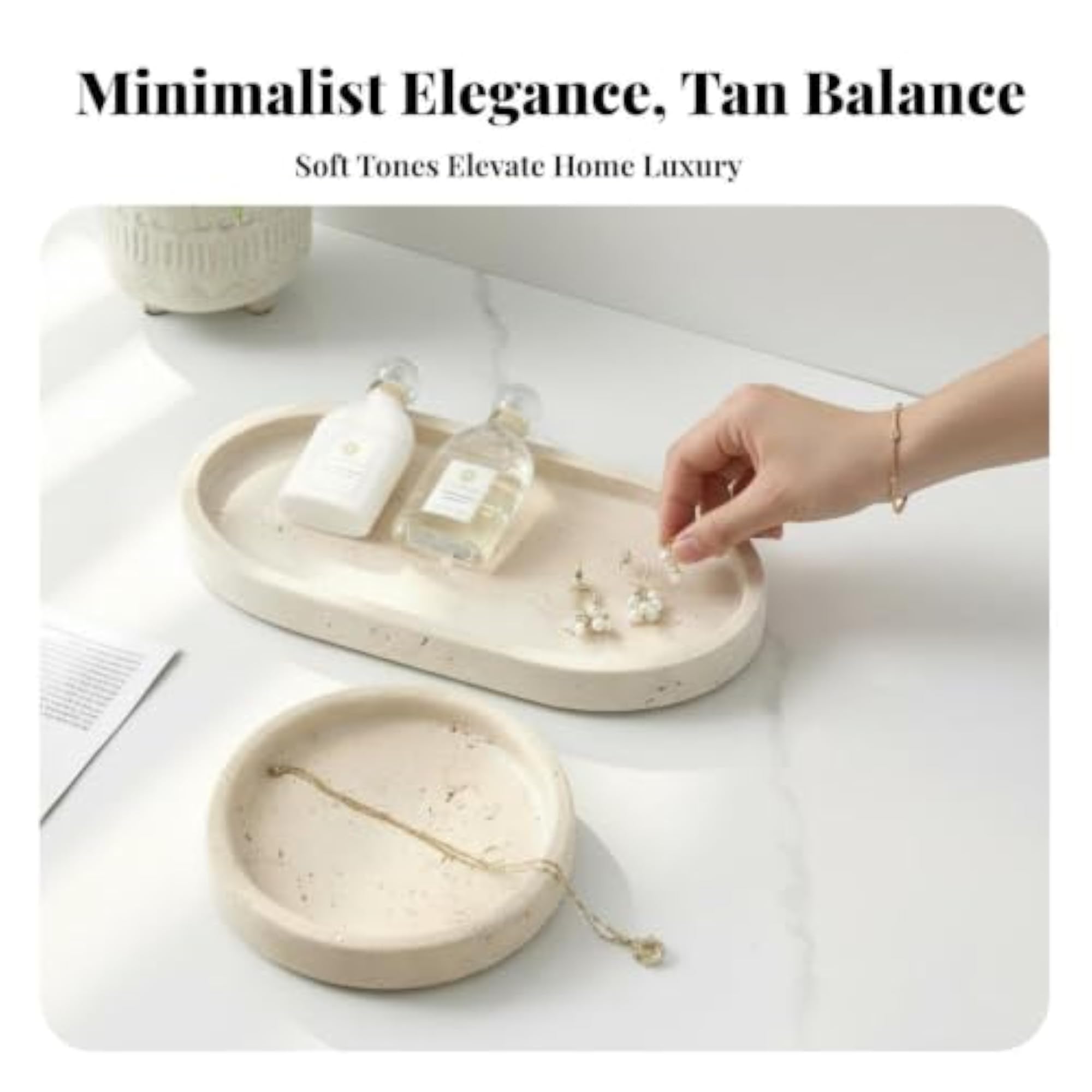Vintage Travertine Tray, Oval Stone Plate