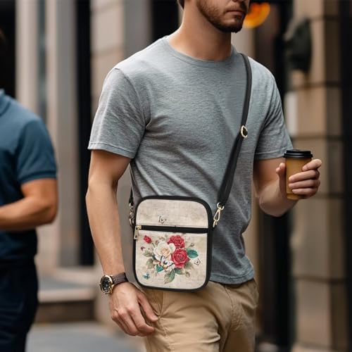 PU Crossbody Bag for Women Men Portable Cell Phone Purse Shoulder Bag with Zipper Closure for Outdoor Shopping3