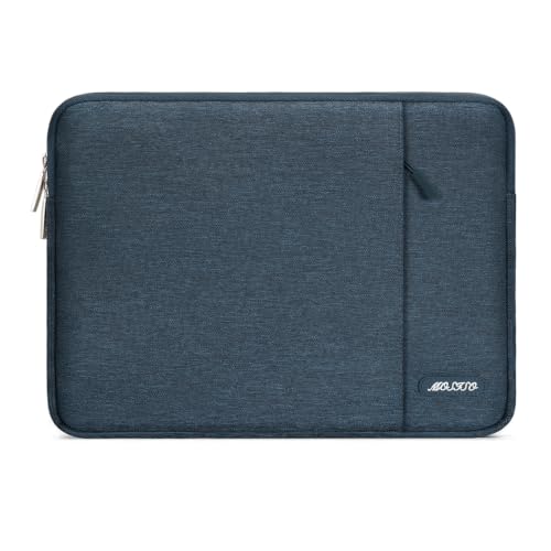 Image of MOSISO Laptop Case 16 inch, 15-15.6 inch Laptop Sleeve Compatible with MacBook Pro 16 M4 M3 M2 M1, HP Acer Dell Lenovo ASUS Notebook, Polyester Vertical Computer Sleeve Bag with Pocket, Haze Blue